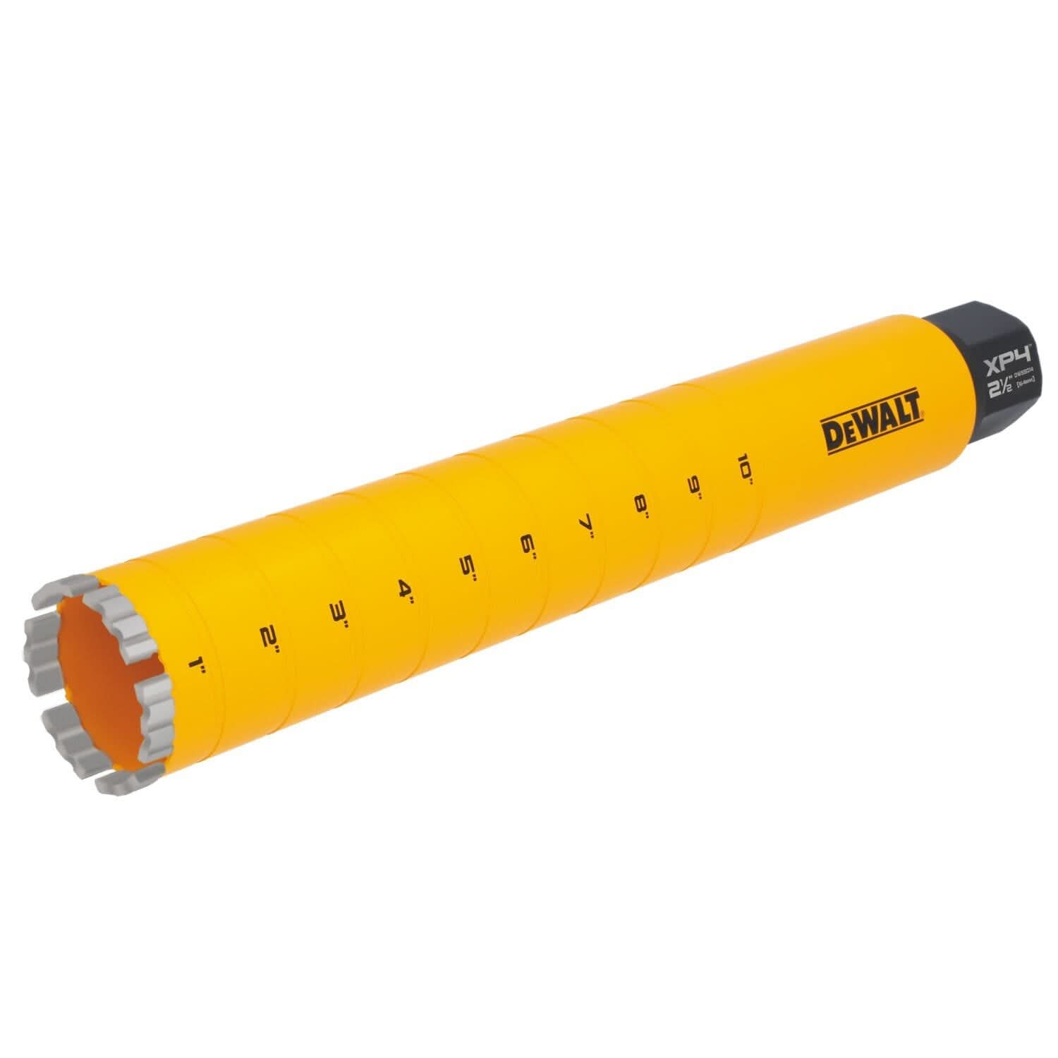 DeWalt DW55014 Diamond Core Drilling Bit, Turbo Segment, 2-1/2 in. (Dia) x 14 in. (L), 1-1/4 in.-7 Thread