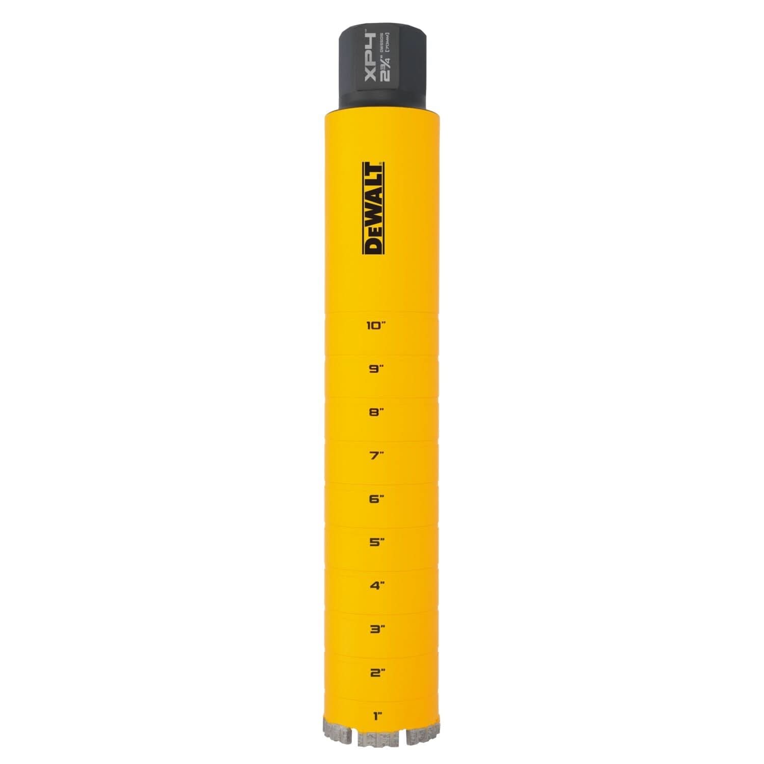 DeWalt DW55015 Diamond Core Drilling Bit, Turbo Segment, 2-3/4 in. (Dia) x 14 in. (L), 1-1/4 in.-7 Thread