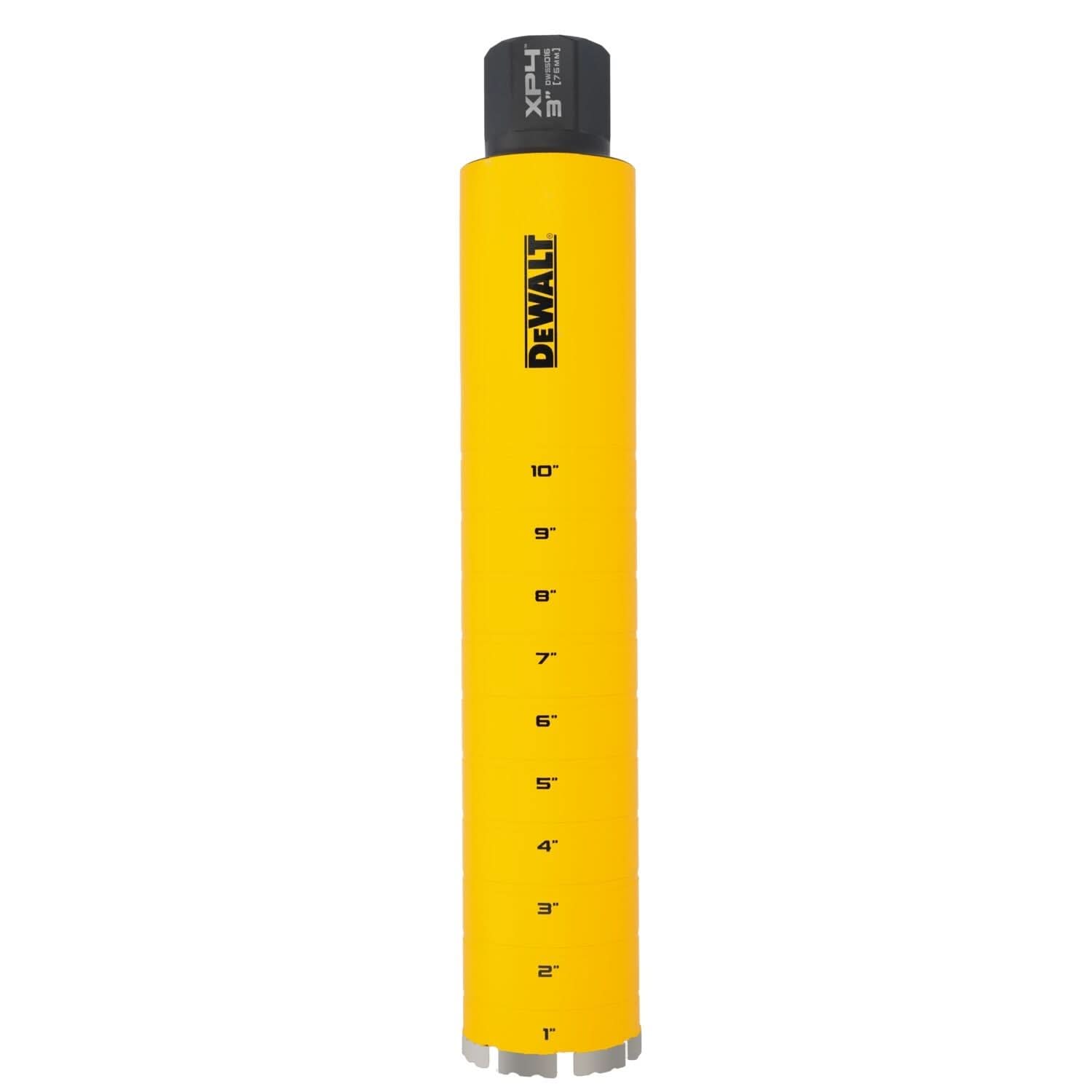 DeWalt DW55016 Diamond Core Drilling Bit, Turbo Segment, 3 in. (Dia) x 14 in. (L), 1-1/4 in.-7 Thread