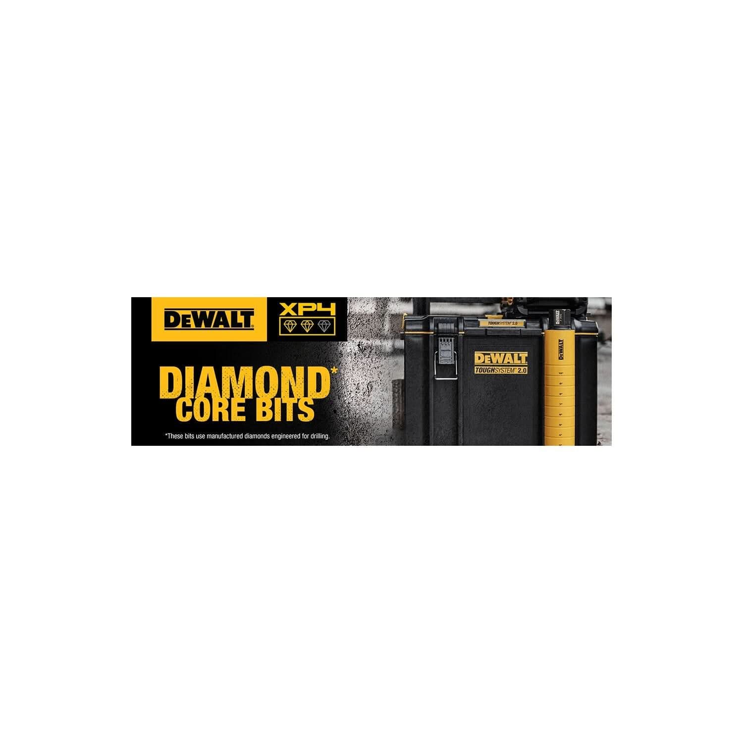 DeWalt DW55016 Diamond Core Drilling Bit, Turbo Segment, 3 in. (Dia) x 14 in. (L), 1-1/4 in.-7 Thread