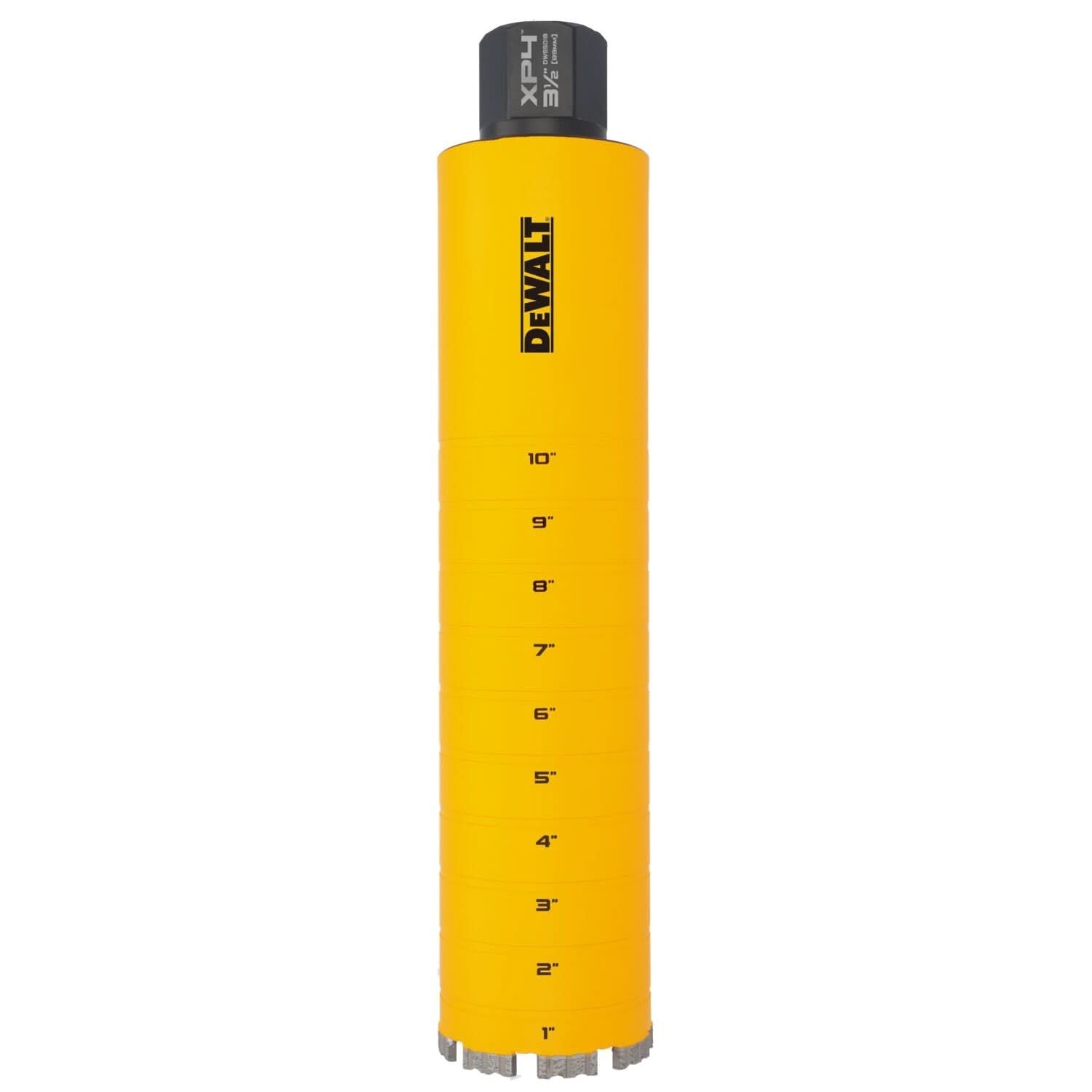 DeWalt DW55018 Diamond Core Drilling Bit, Turbo Segment, 3-1/2 in. (Dia) x 14 in. (L), 1-1/4 in.-7 Thread