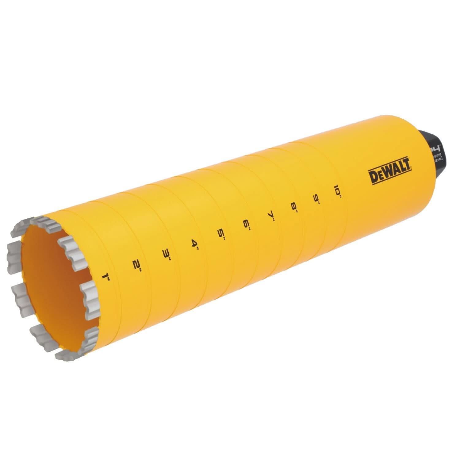 DeWalt DW55019 Diamond Core Drilling Bit, Turbo Segment, 4 in. (Dia) x 14 in. (L), 1-1/4 in.-7 Thread