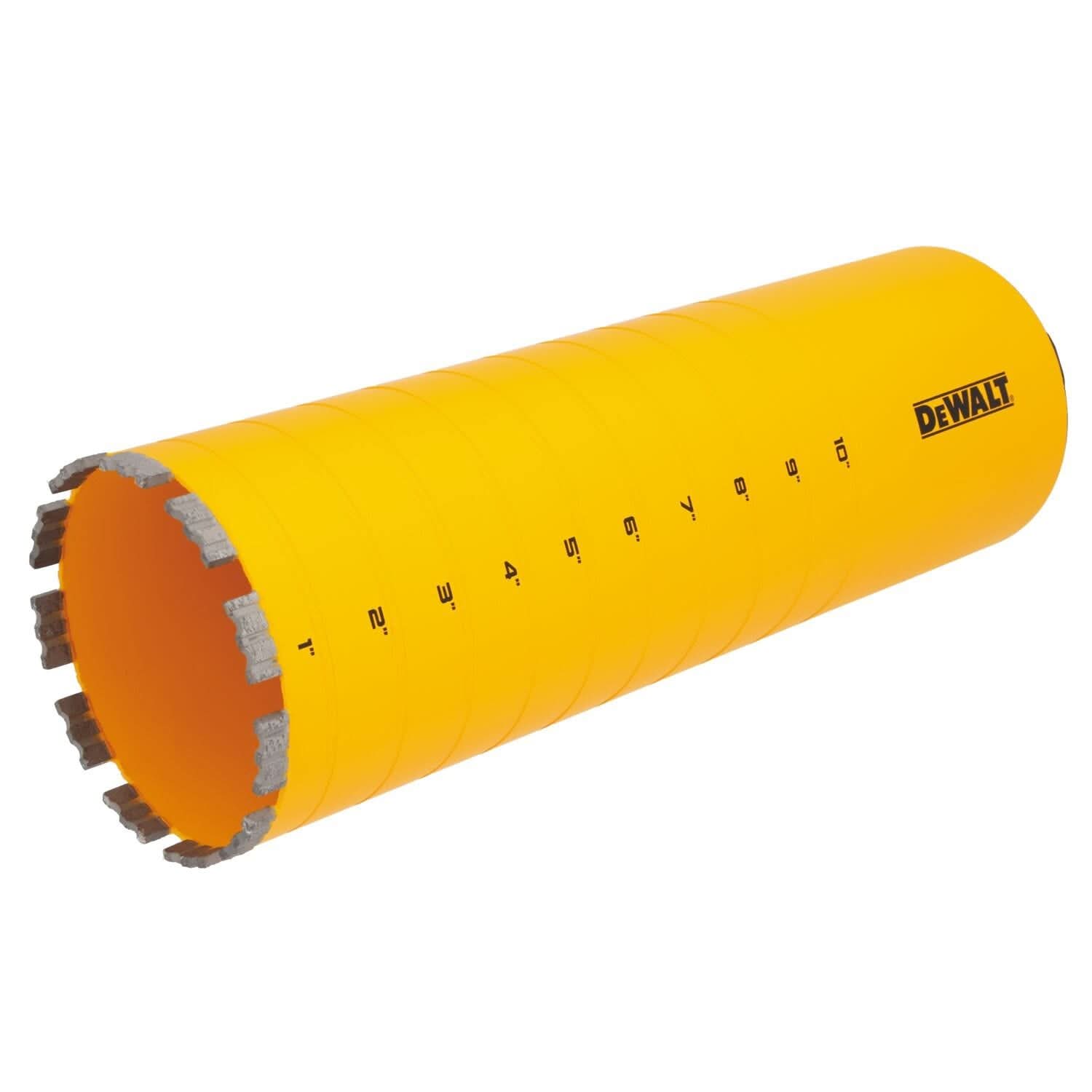 DeWalt DW55022 Diamond Core Drilling Bit, Turbo Segment, 5 in. (Dia) x 14 in. (L), 1-1/4 in.-7 Thread