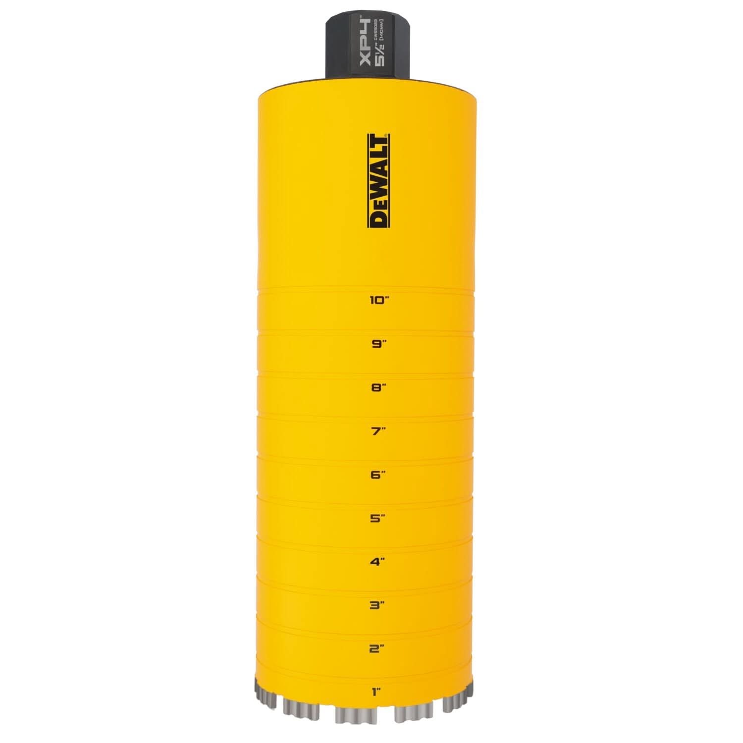 DeWalt DW55023 Diamond Core Drilling Bit, Turbo Segment, 5-1/2 in. (Dia) x 14 in. (L), 1-1/4 in.-7 Thread
