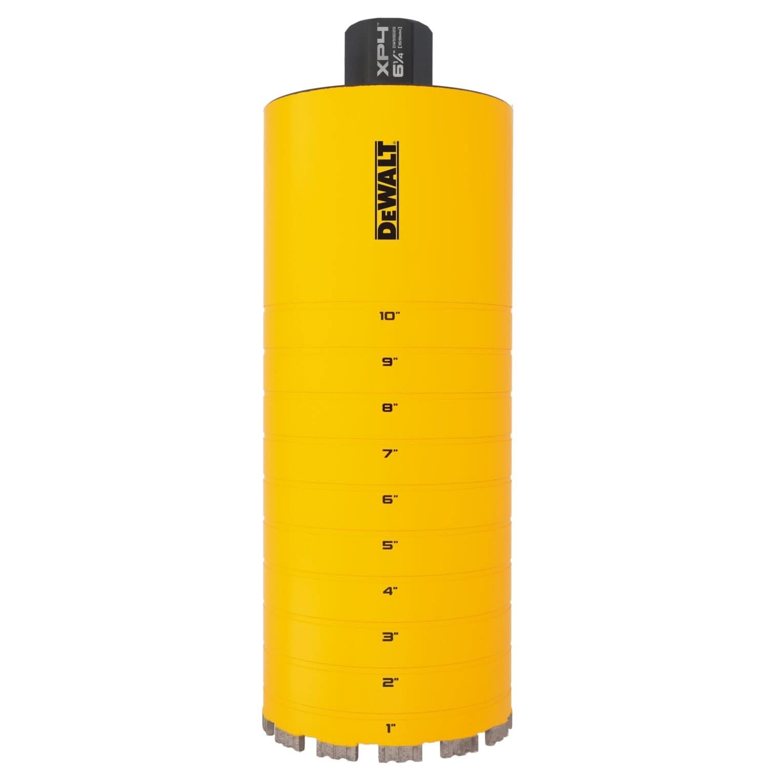 DeWalt DW55025 Diamond Core Drilling Bit, Turbo Segment, 6-1/4 in. (Dia) x 14 in. (L), 1-1/4 in.-7 Thread
