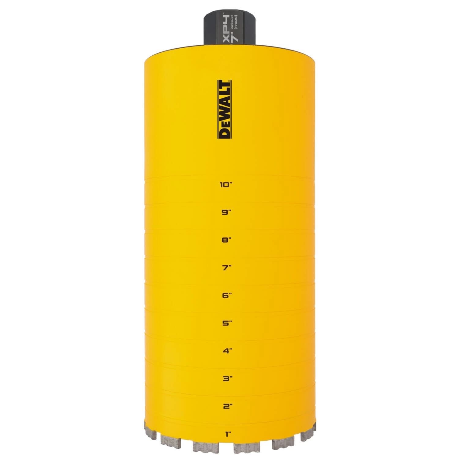 DeWalt DW55027 Diamond Core Drilling Bit, Turbo Segment, 7 in. (Dia) x 14 in. (L), 1-1/4 in.-7 Thread