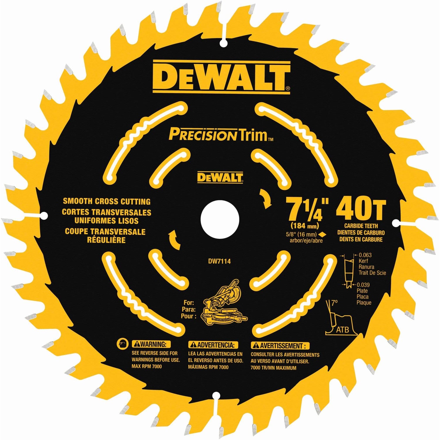 DeWalt DW7114P-Tooth Cordless Miter Saw Blade 7-1/4 in., 40T