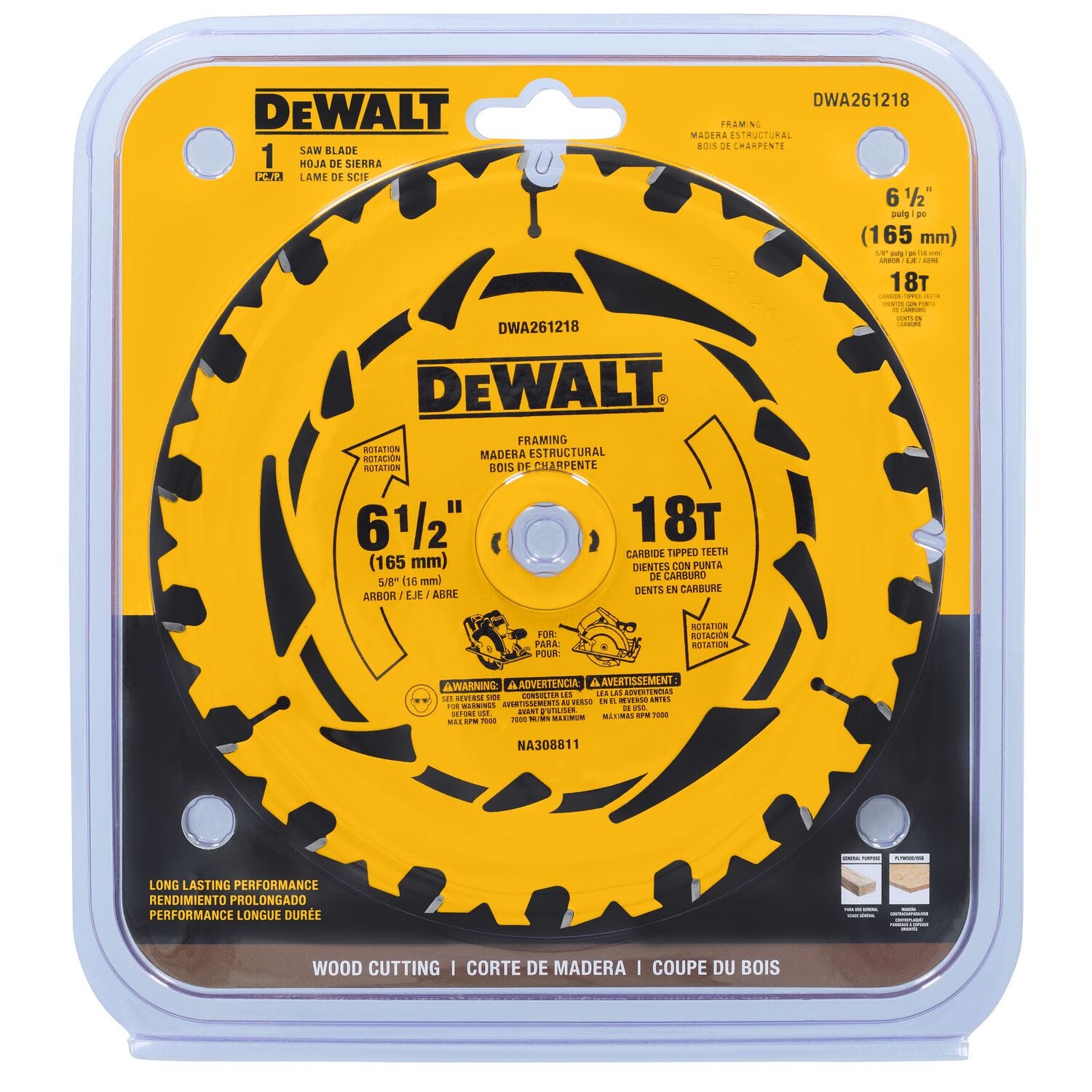 DeWalt DWA261218 6-1/2 in. 18T Carbide-Tipped Framing Saw Blade