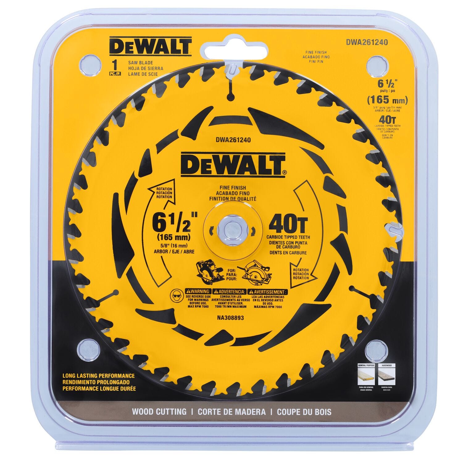 DeWalt DWA261240 6-1/2 in. 40T Carbide-Tipped Framing Saw Blade