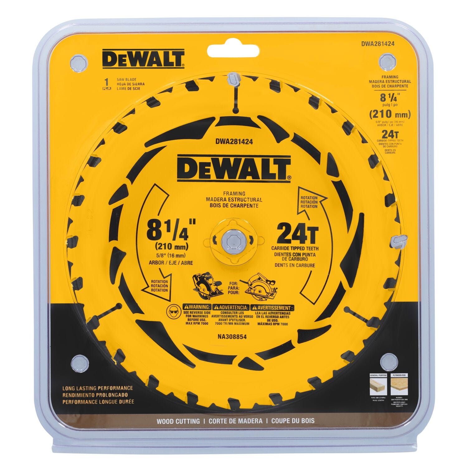 DeWalt DWA281424 8-1/4 in. 24T Carbide-Tipped Framing Saw Blade