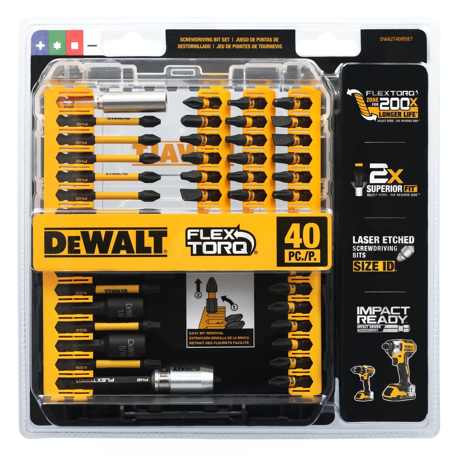 DeWalt DWA2T40IRSET 40-Piece FlexTorq Impact Ready Screwdriver Bit Set w/ Case