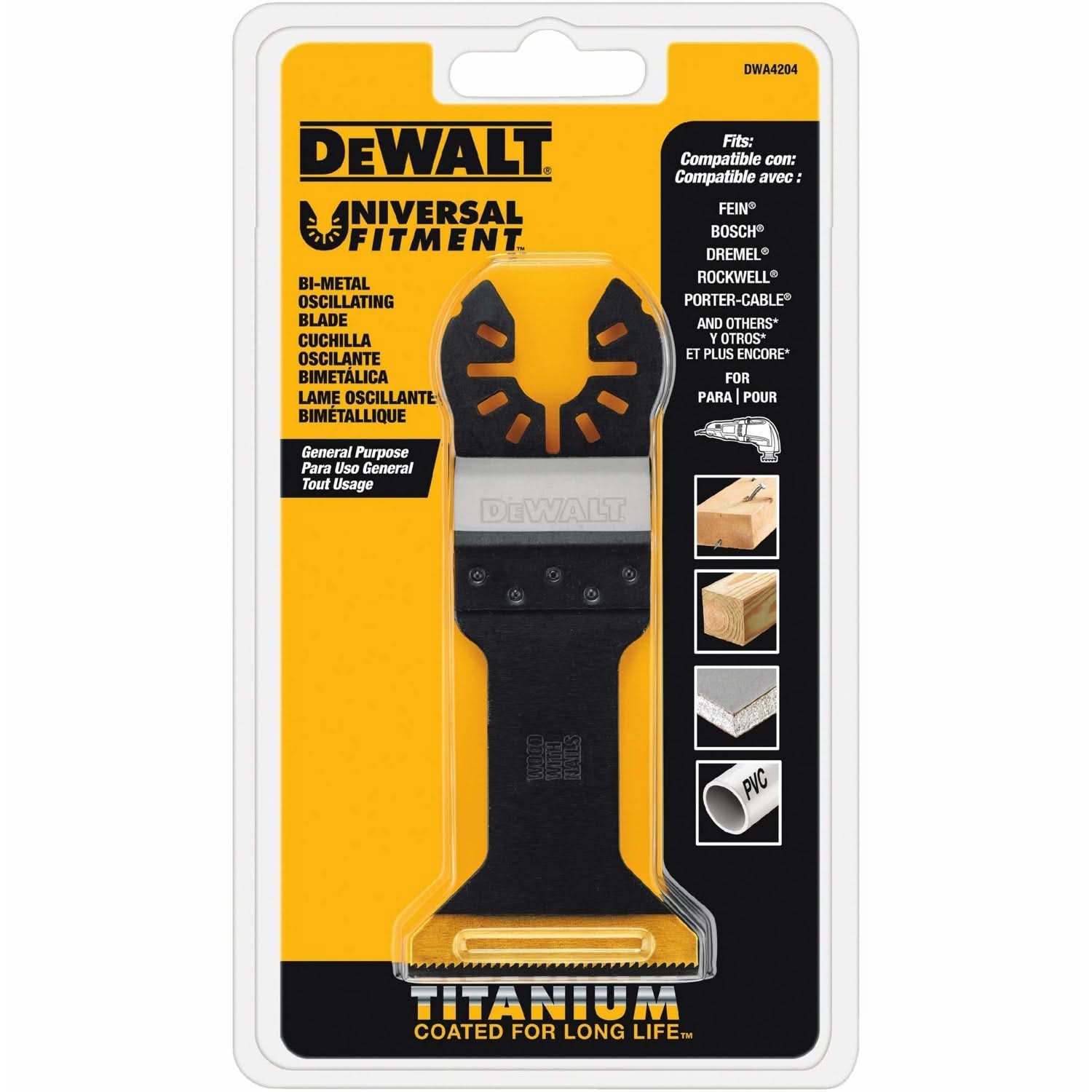 DeWalt DWA4204 Wide Titanium Nitride Coating Oscillating Wood with Nails Blade