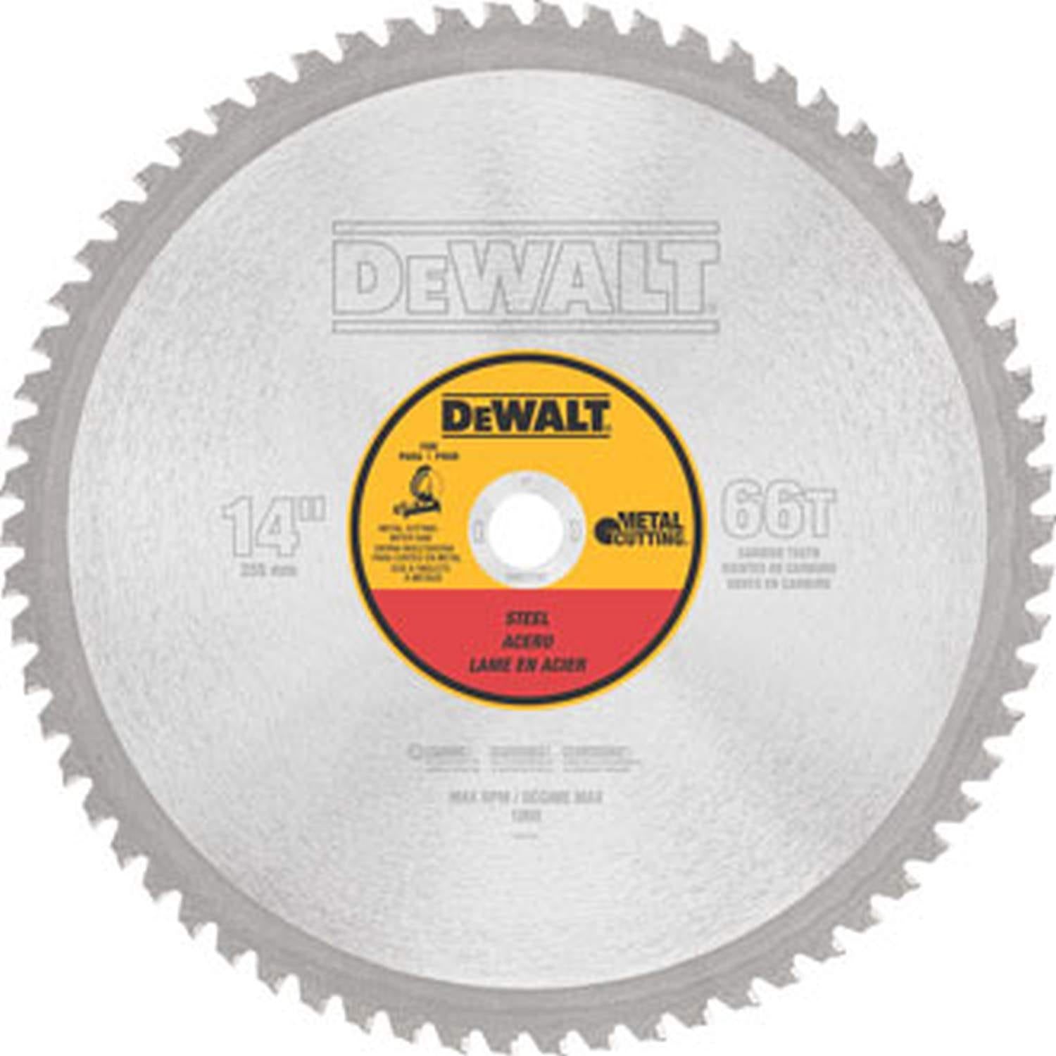 DeWalt DWA7747 14 in. 66-Tooth Heavy Gauge Ferrous Metal Cutting Blade, 1 in. Arbor