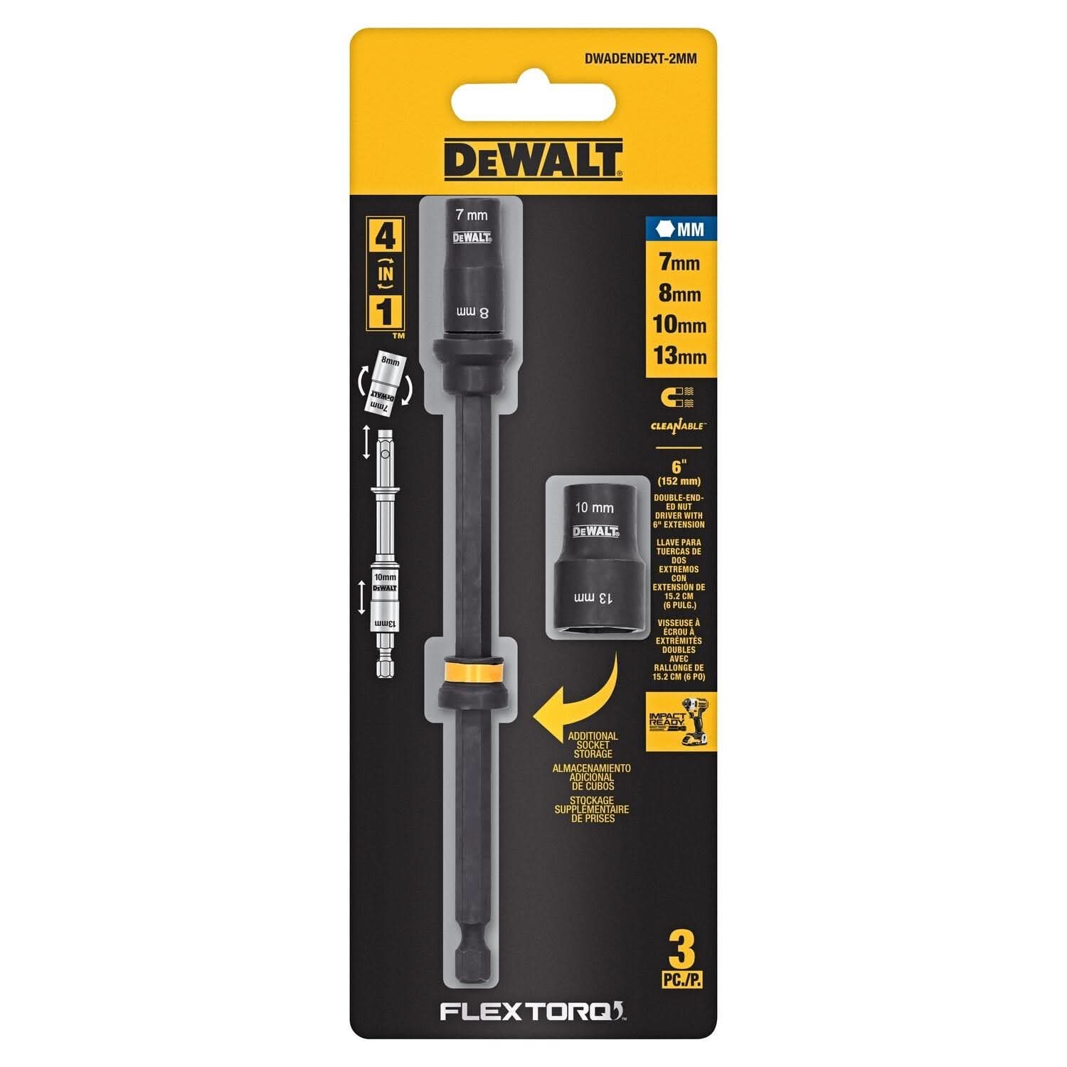 DWEセット④ DeWalt DWADENDEXT-2 3-Piece FlexTorq 4-in-1 SAE Nut Driver Set