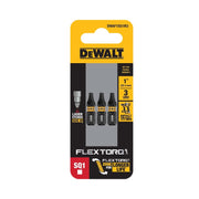 DeWalt DWAF1SQ1IR3 FlexTorq Impact Ready Screwdriving Bit, SQ1, 1 in. (3-Pack)