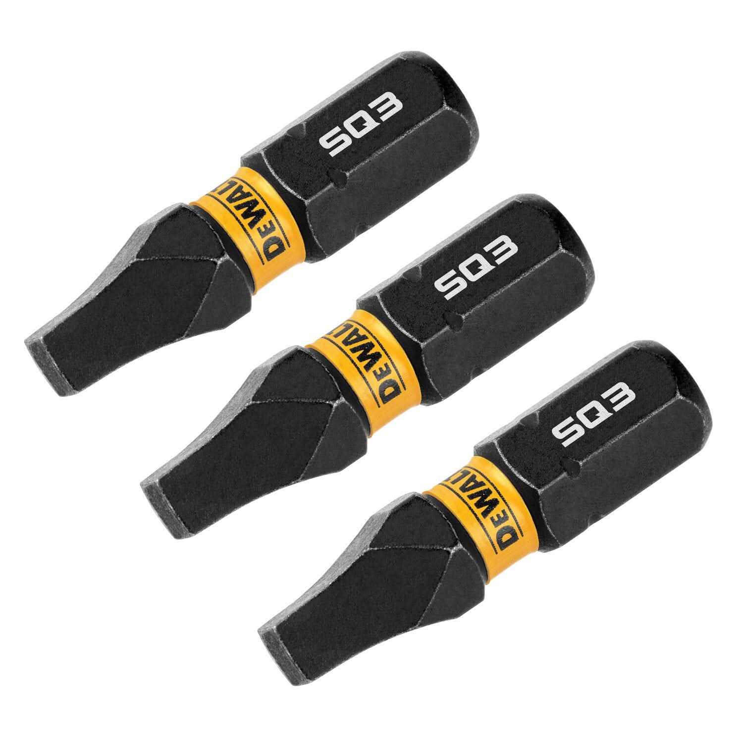 DeWalt DWAF1SQ3IR3 FlexTorq Impact Ready Screwdriving Bit, SQ3, 1 in. (3-Pack)