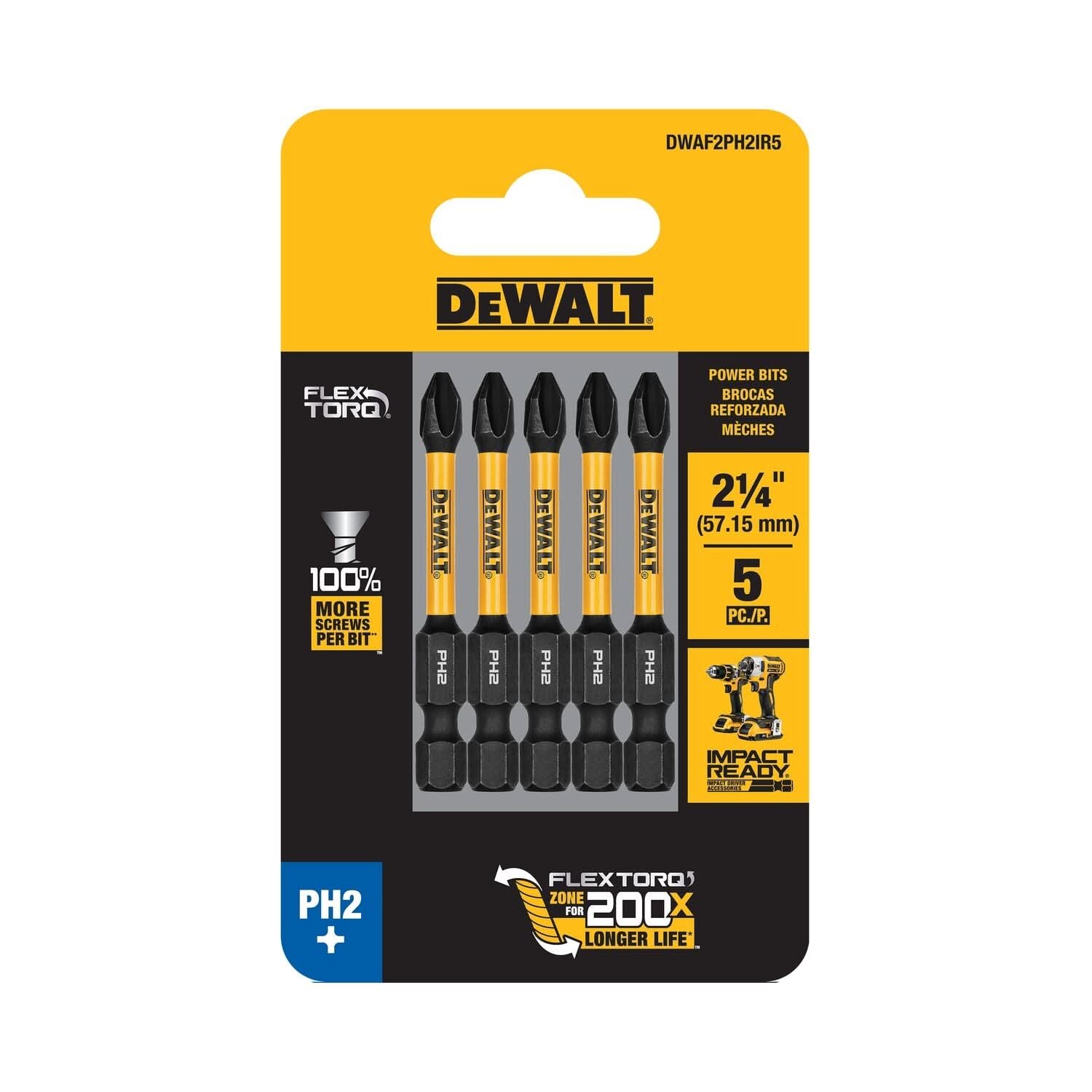 DeWalt DWAF2PH2IR5 FlexTorq Impact Ready Screwdriving Bit, PH2, 2