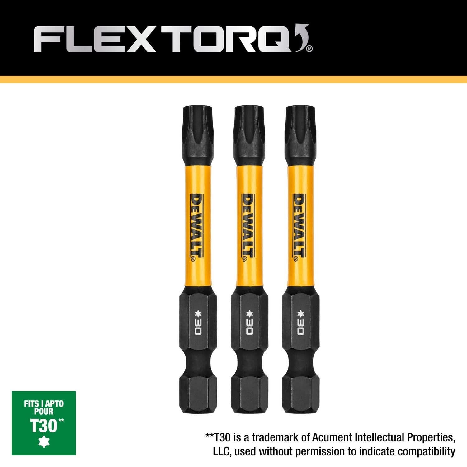 DeWalt DWAF2TX30IR3 FlexTorq Impact Ready Screwdriving Bit, T30, 2-1/4 in. (3-Pack)