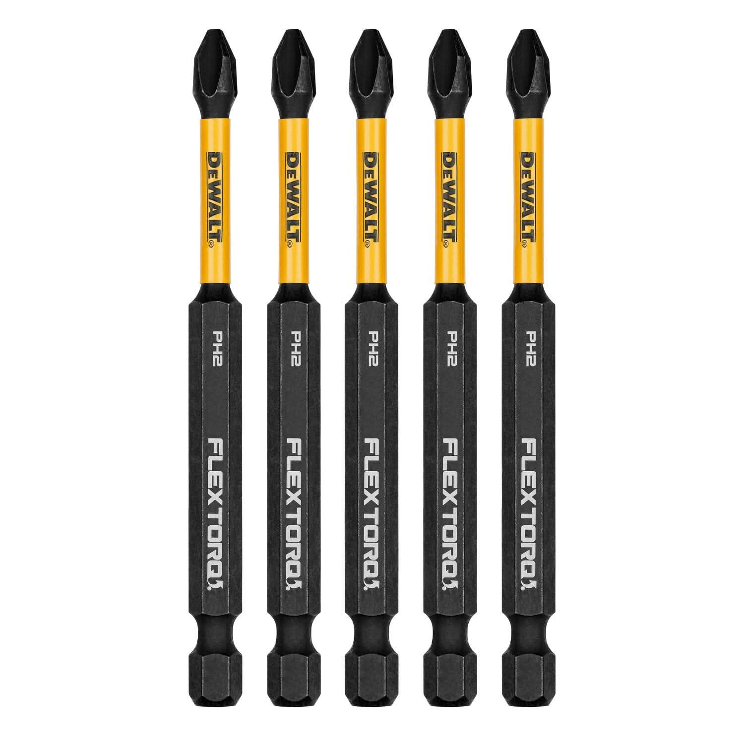 DeWalt DWAF3PH2IR5 FlexTorq Impact Ready Screwdriving Bit, PH2, 3-1/2 in. (5-Pack)