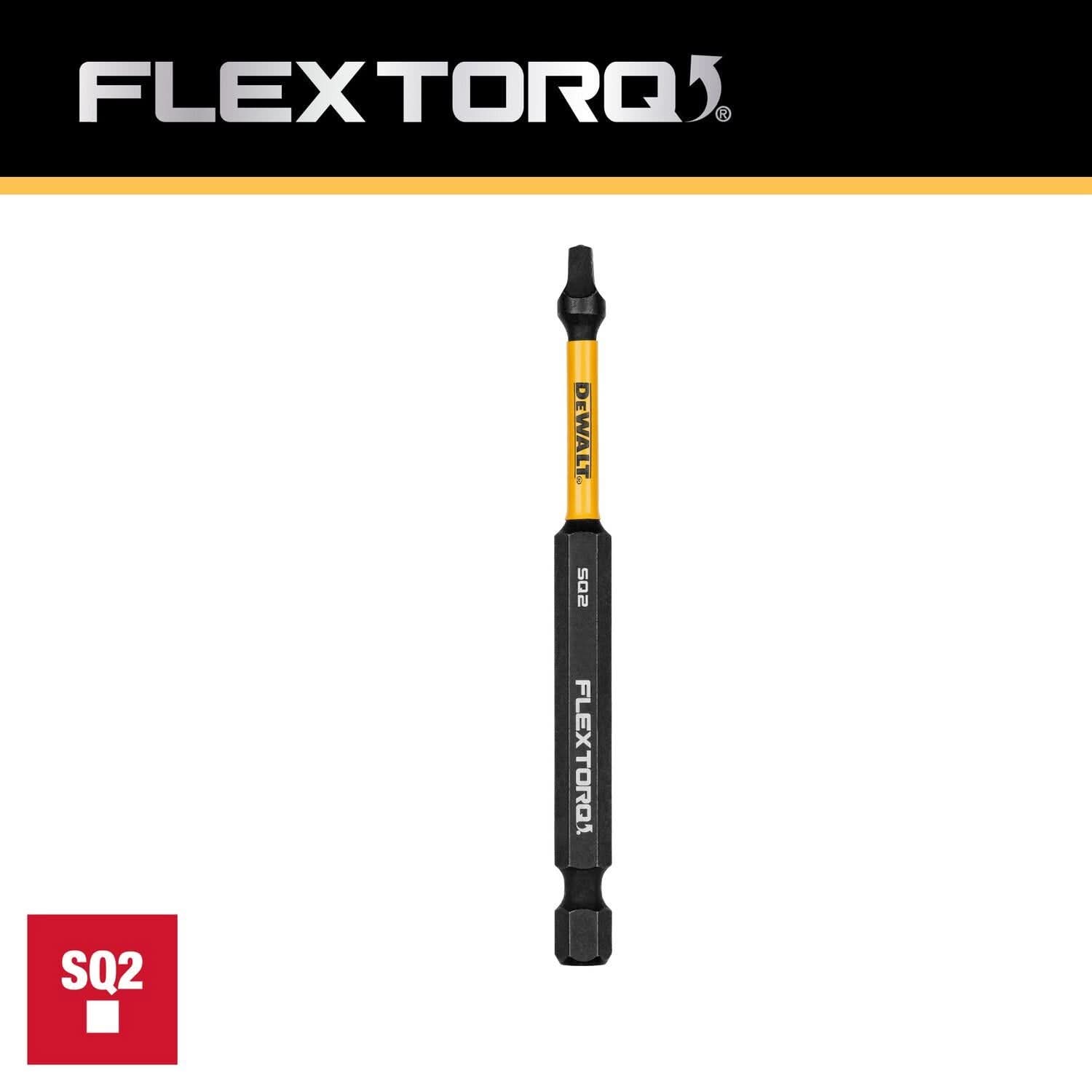 DeWalt DWAF3SQ2IR FlexTorq Impact Ready Screwdriving Bit, SQ2, 3-1/2 in.