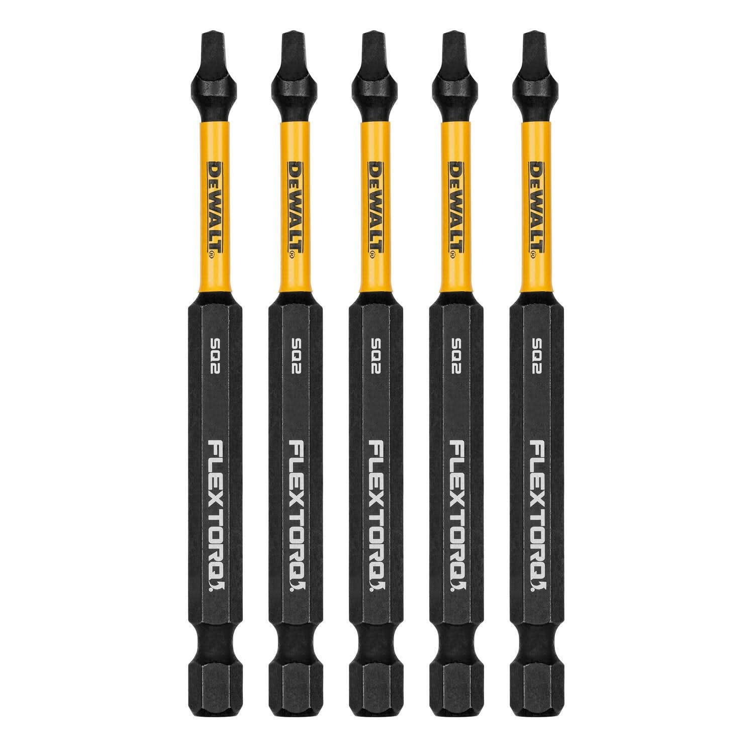 DeWalt DWAF3SQ2IR5 FlexTorq Impact Ready Screwdriving Bit, SQ2, 3-1/2 in. (5-Pack)