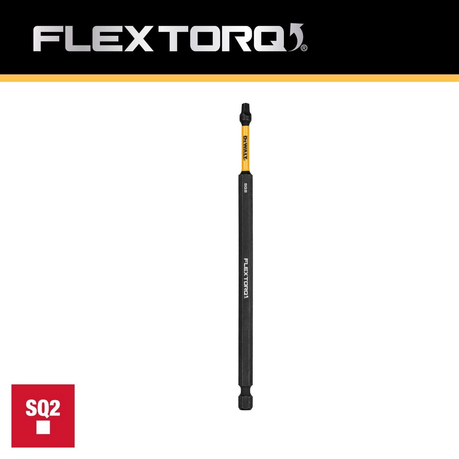 DeWalt DWAF6SQ2IR FlexTorq Impact Ready Screwdriving Bit, SQ2, 6 in.