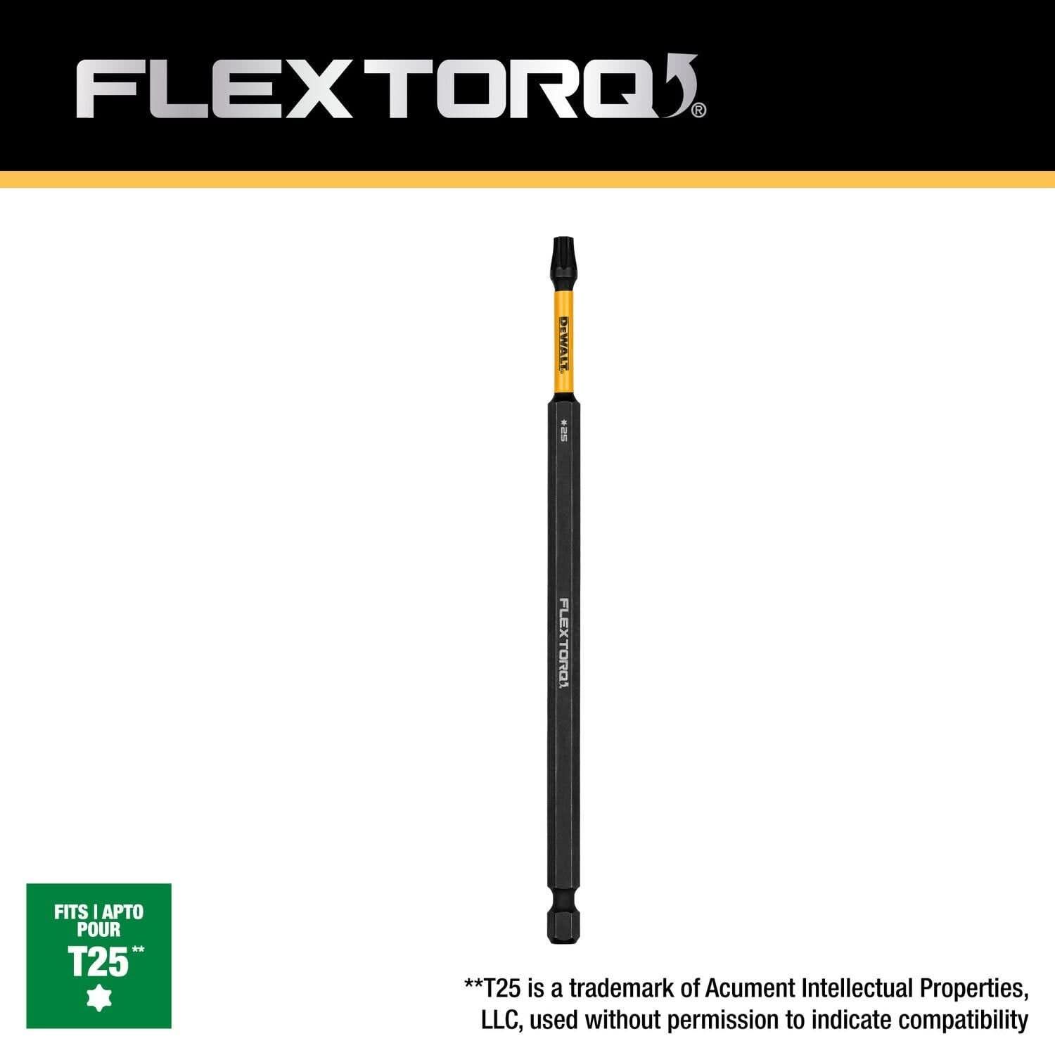 DeWalt DWAF6TX25IR FlexTorq Impact Ready Screwdriving Bit, T25, 6 in.