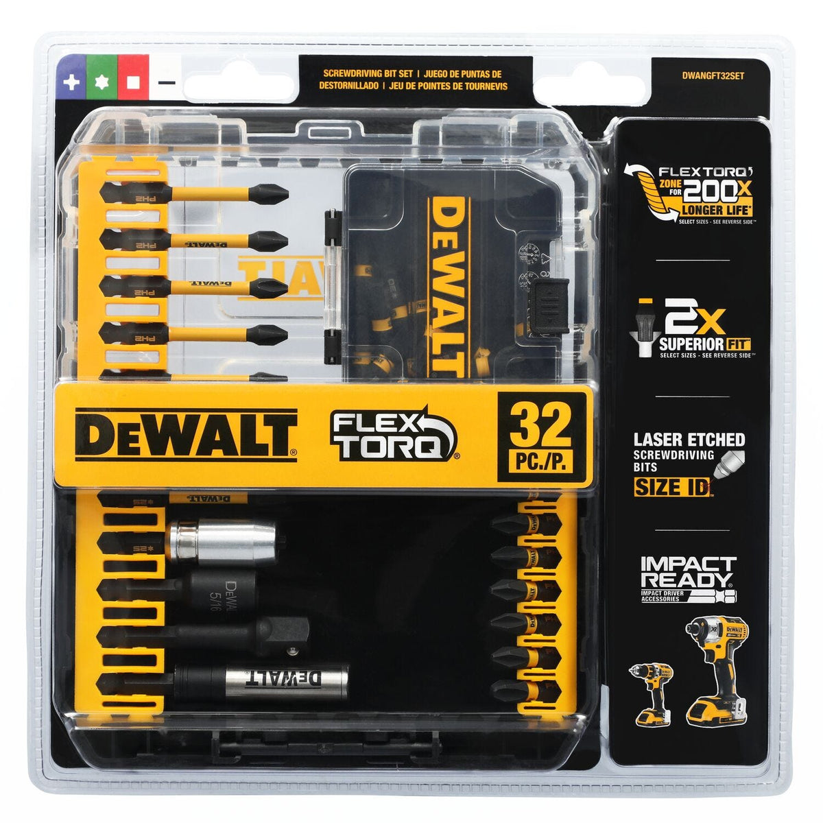 DeWALT DWANGFT32SET 32-Piece FlexTorq Impact Ready Screwdriving Bit Set w/ Case