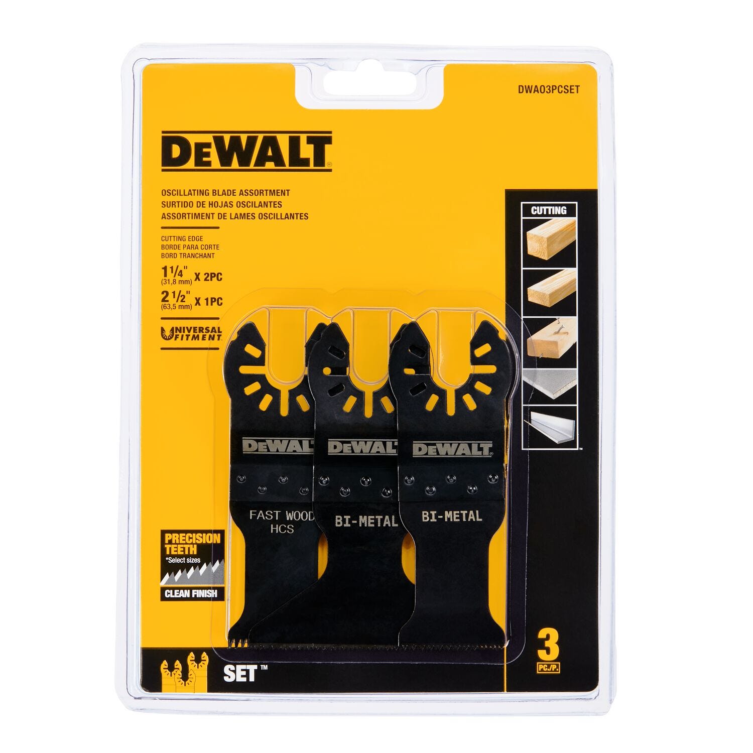 DeWalt DWAO3PCSET 3-Piece Universal Fitment Oscillating Blade Set