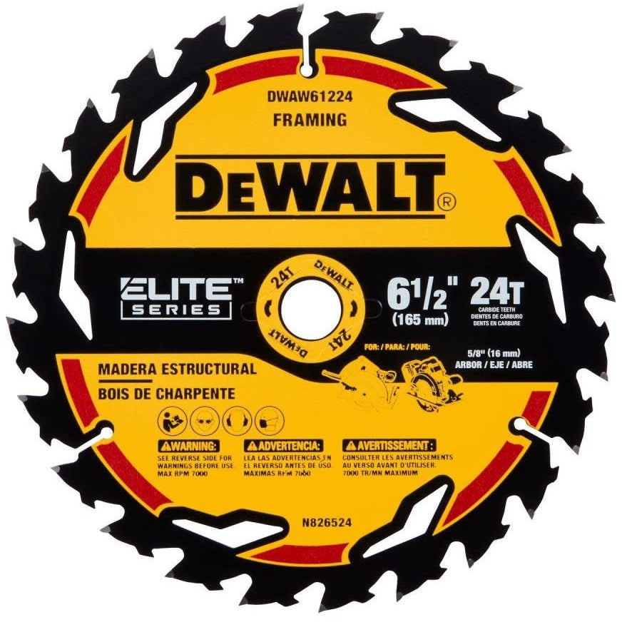 DeWalt DWAW61224 DEWAL-Tooth 6-1/2" 24-Tooth Elite Series Saw Blade