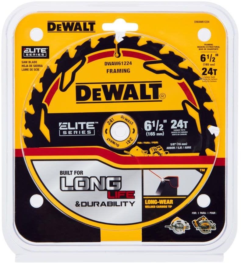 DeWalt DWAW61224 DEWAL-Tooth 6-1/2" 24-Tooth Elite Series Saw Blade