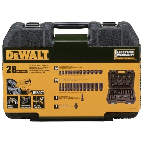 Dewalt DWMT19244 28 Piece 1/2-in Drive Standard & Deep Impact Socket Set 6 PT