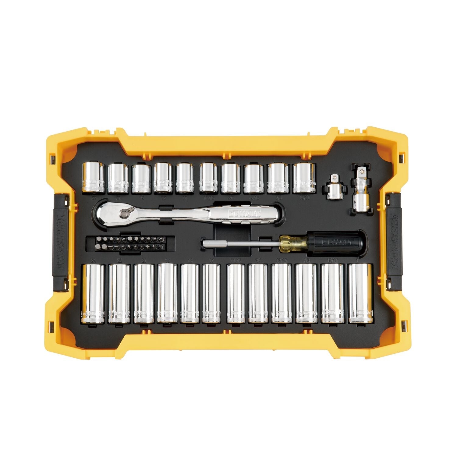 DeWalt DWMT45403 85-Piece 3/8 in. & 1/2 in. Mechanics Tool Set w/ ToughSystem 2.0 Tray