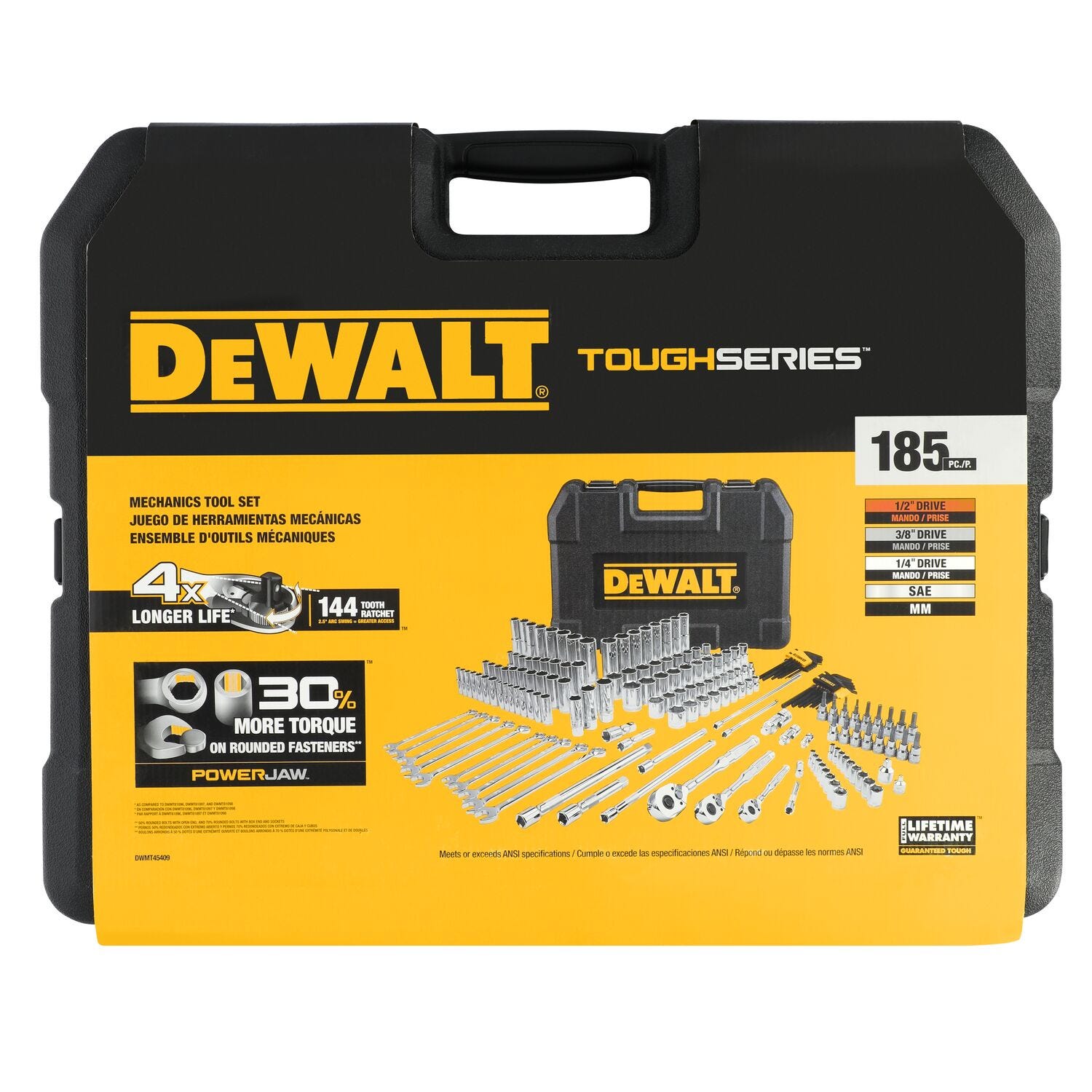 DeWalt DWMT45409 TOUGHSERIES 185-Piece 3 Drive Mechanics Tool Set