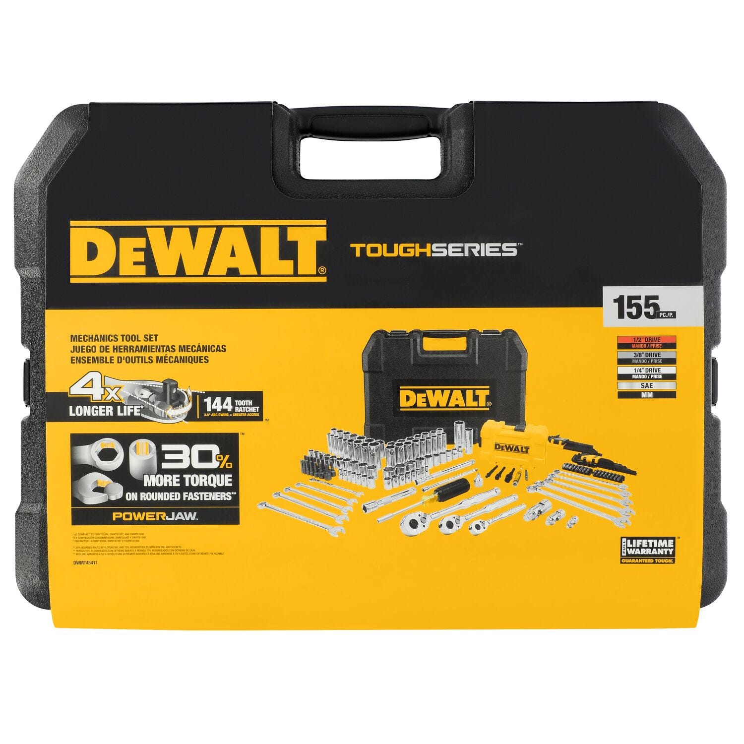 DeWalt DWMT45411 TOUGHSERIES 155-Piece 3 Drive Mechanics Tool Set