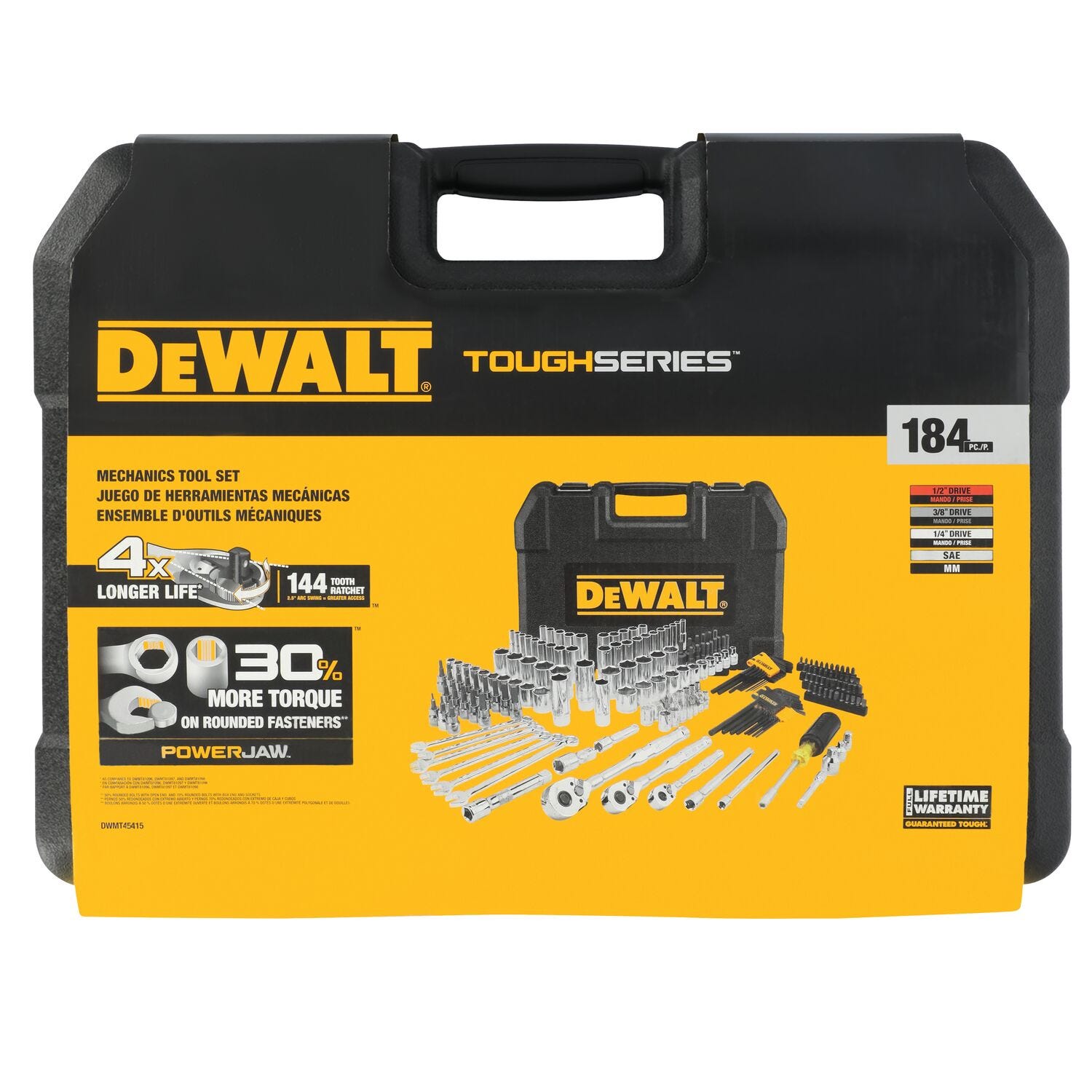 DeWalt DWMT45415 TOUGHSERIES 184-Piece 3 Drive Mechanics Tool Set