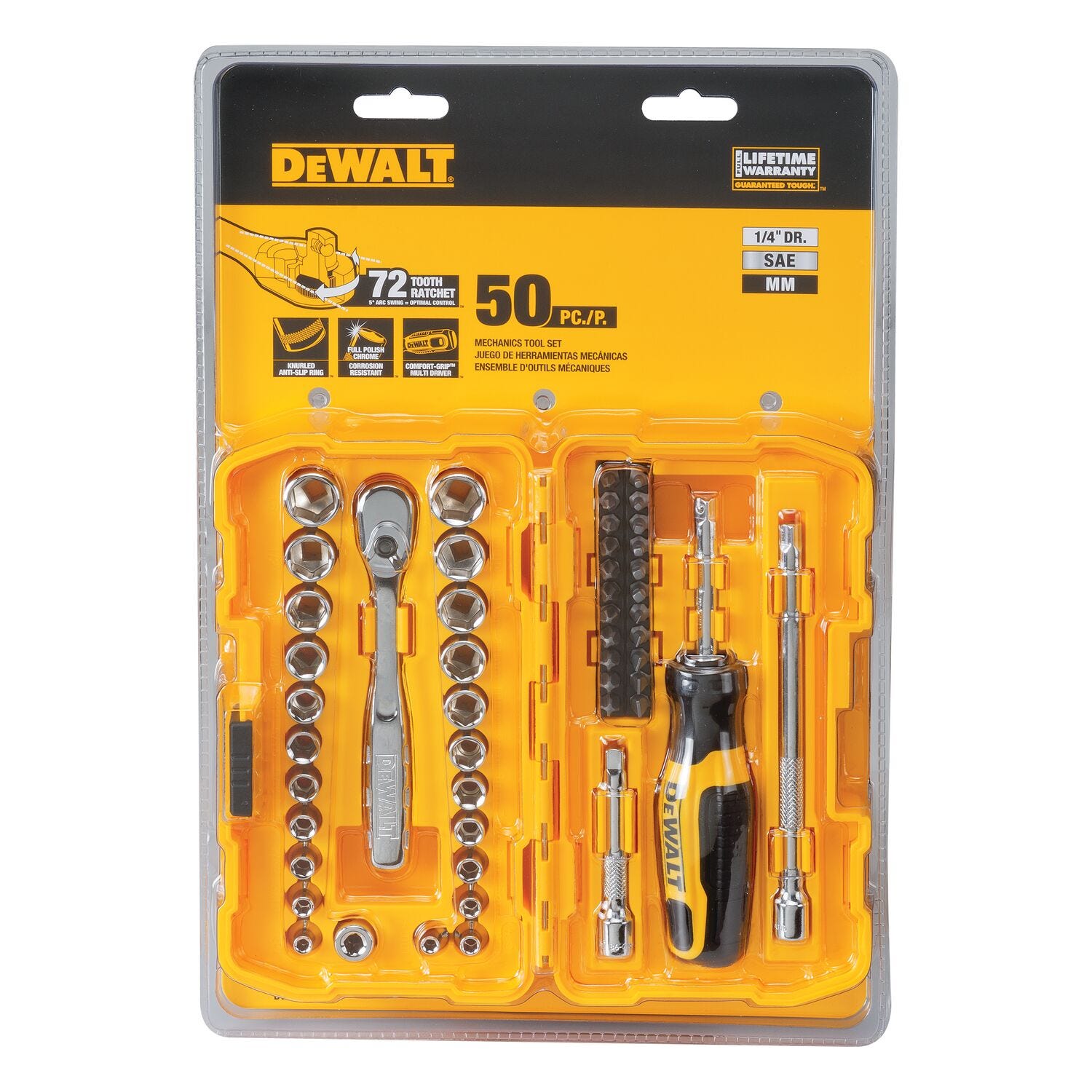 DeWalt DWMT81610 50-Piece 1/4 in. Drive Mechanics Tool Set