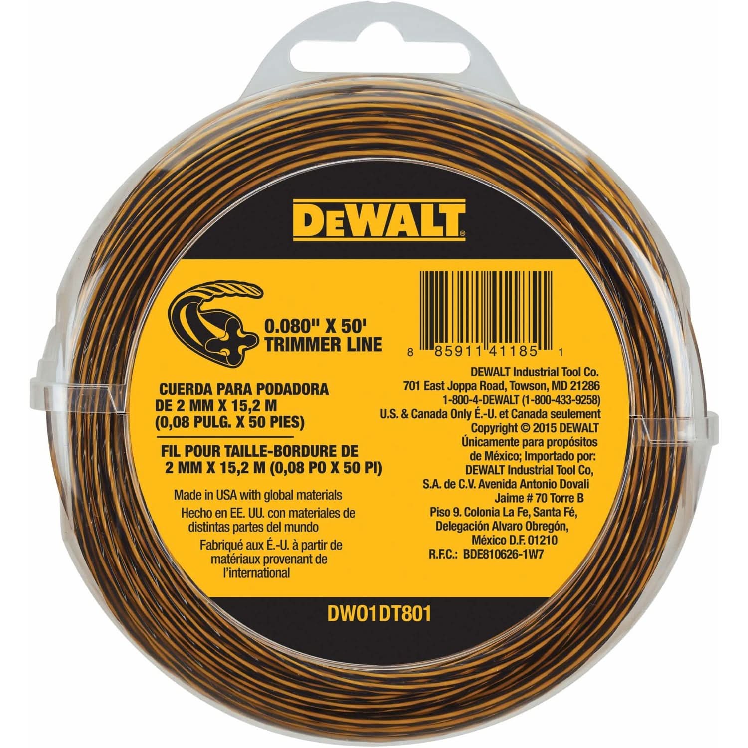 DeWalt DWO1DT801 Trimmer Line 0.080 -inch x 50-foot