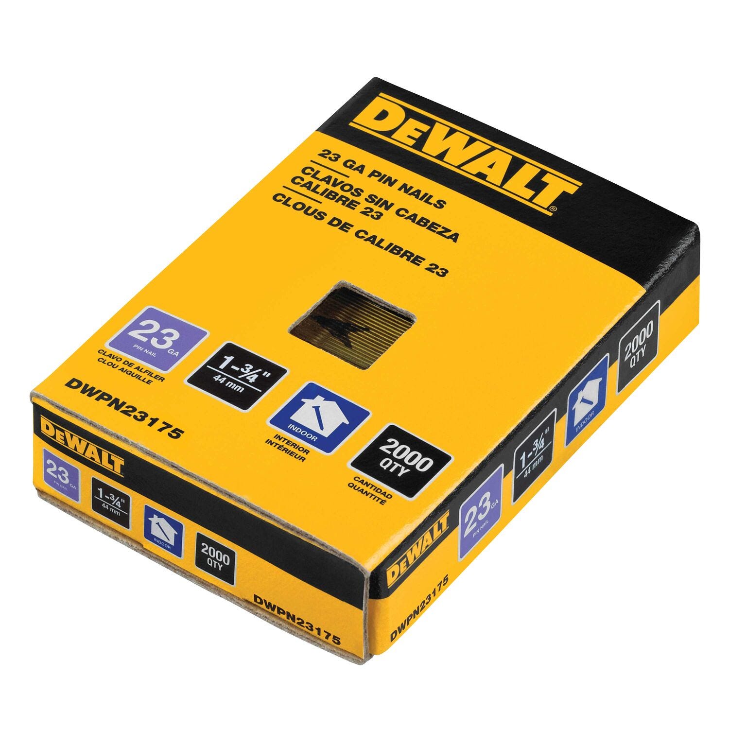 DeWalt DWPN23175 1-3/4 in. 23-Gauge Pin Nails 2,000-Pack