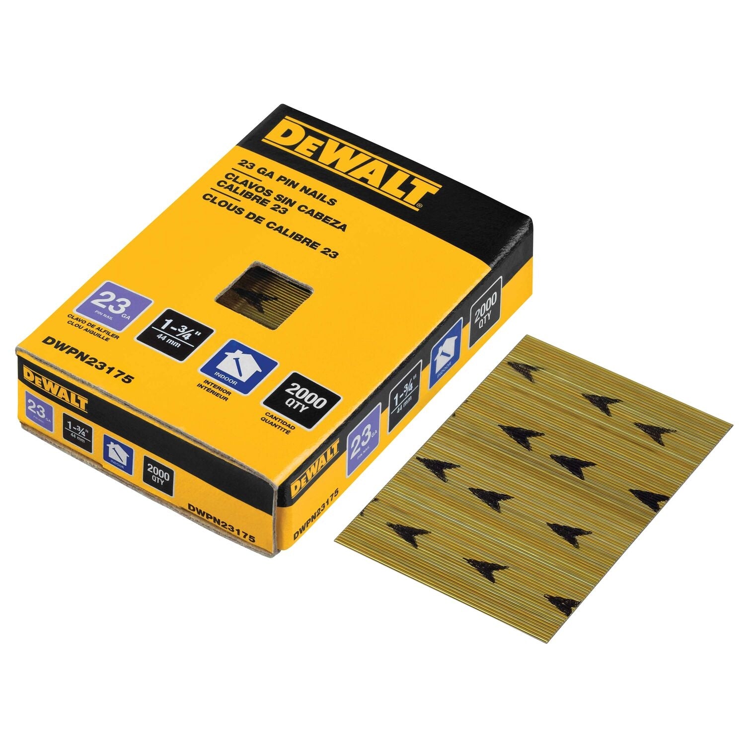 DeWalt DWPN23175 1-3/4 in. 23-Gauge Pin Nails 2,000-Pack