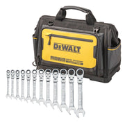 DeWalt 16 in. PRO Open Mouth Tool Bag w/ 12-Piece Flex Head Ratcheting Metric Wrench Set
