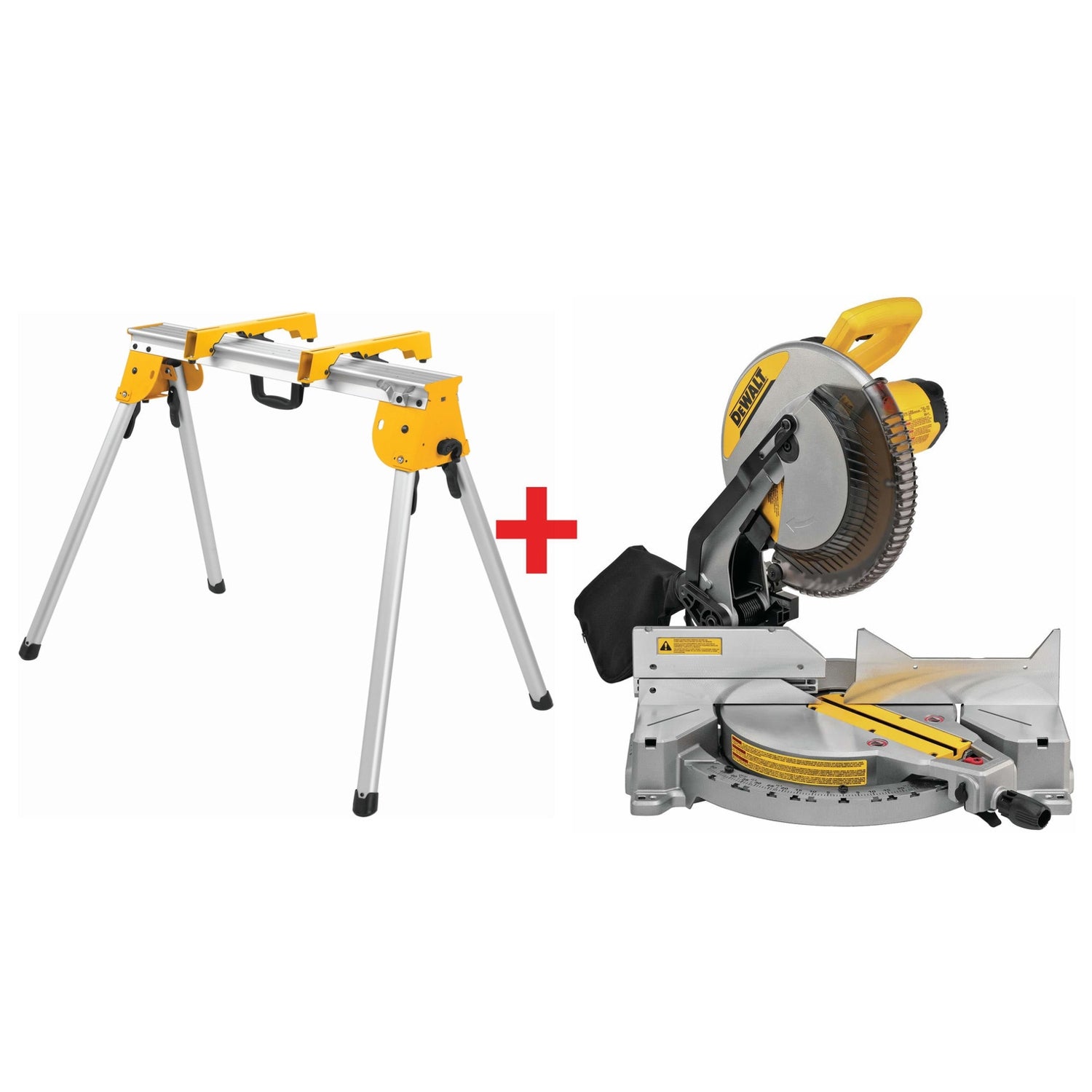 DeWalt Heavy Duty Work Stand With Miter Saw Mounting Brackets plus 15-Amp 12-Inch Single Bevel Compound Miter Saw