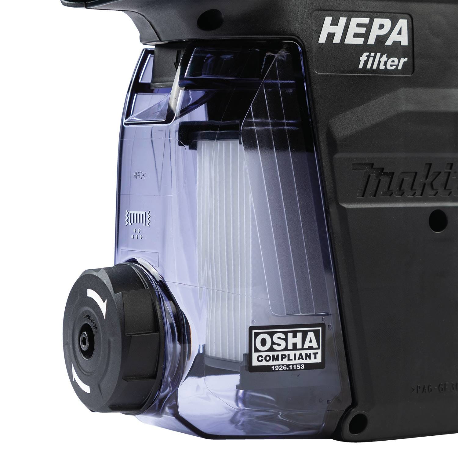 Makita DX14 Dust Extractor Attachment with HEPA Filter Cleaning Mechanism