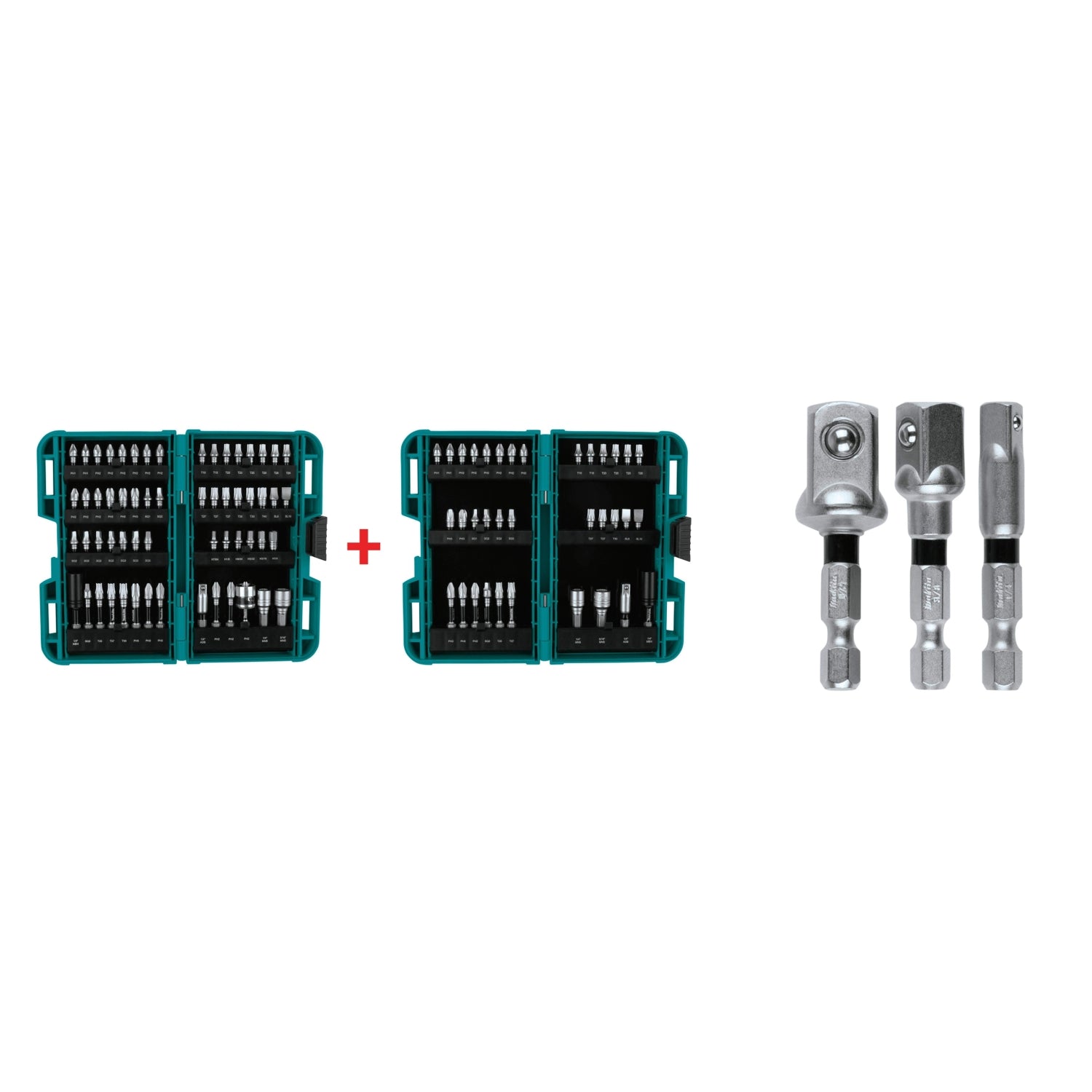 Makita Impact XPS 60 Pc. Impact Bit Set with Impact XPS 35 Pc. Impact Bit Set & Impact XPS 3 Pc. Square 2" Socket Adapter Set