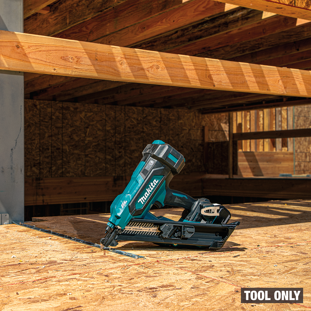 Makita 18V LXT Brushless 2-1/2-in. Positive Placement Metal Connector Nailer (XNB09Z) - on the job site 16