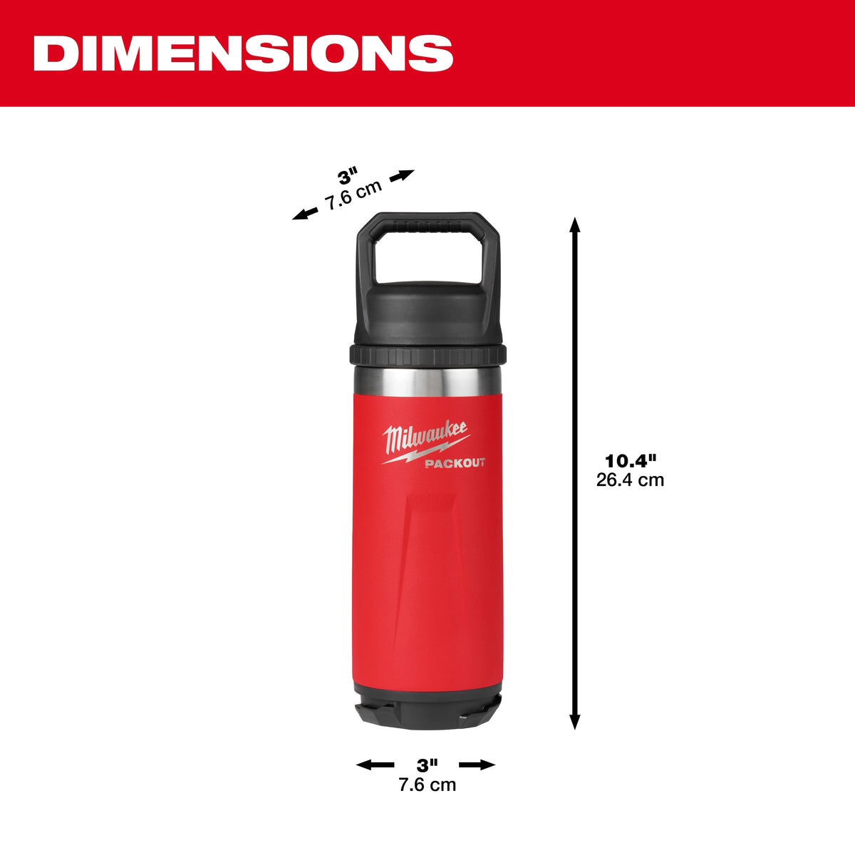 Milwaukee PACKOUT 18oz Red Insulated Bottle with Chug Lid