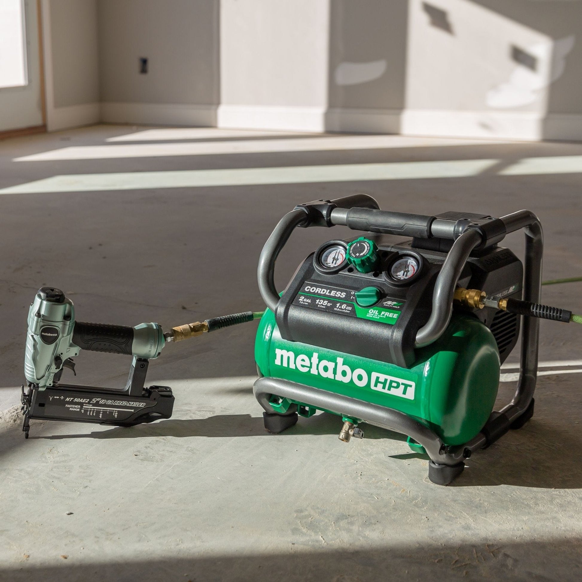 Metabo HPT EC36DAQ4M 36V Brushless 2-Gallon Air Compressor plus 36V/18V MultiVolt Battery and Charger 4.0Ah/8.0Ah Starter Kit