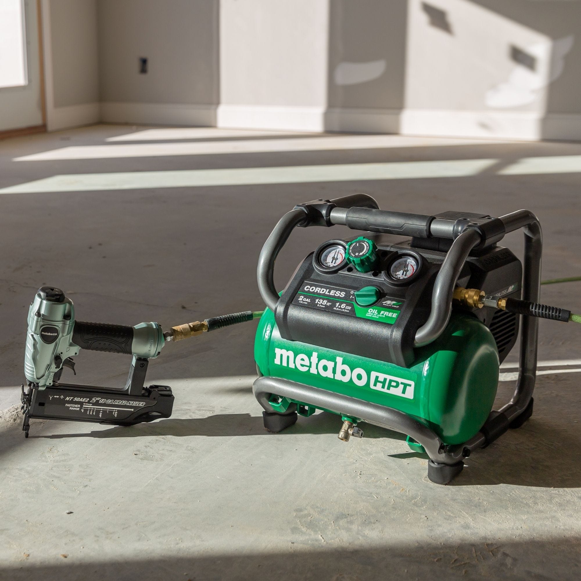 Metabo HPT EC36DAQ4M 36V Brushless 2-Gallon Air Compressor plus 36V/18V MultiVolt Battery and Charger 4.0Ah/8.0Ah Starter Kit