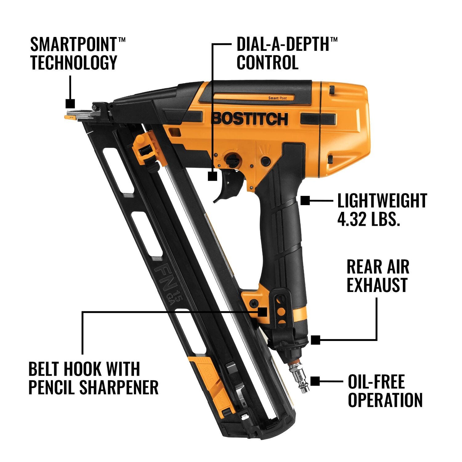 Stanley Bostitch BTFP72156 Smart Point 15Ga "FN" Style Angle Finish Nailer Kit