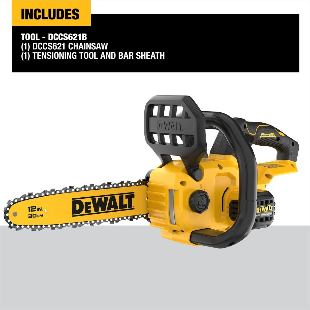 DeWalt DCCS621B 20V MAX* Compact 12 in. Brushless Cordless Chainsaw, Tool Only